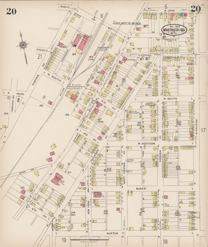 Sanborn Fire Insurance Map from Martinsburg, Berkeley County, West Virginia (1922), Sheet #0020 - Complete Map Set gallery image, historic Sanborn map, vintage wall art, West Virginia West Virginia