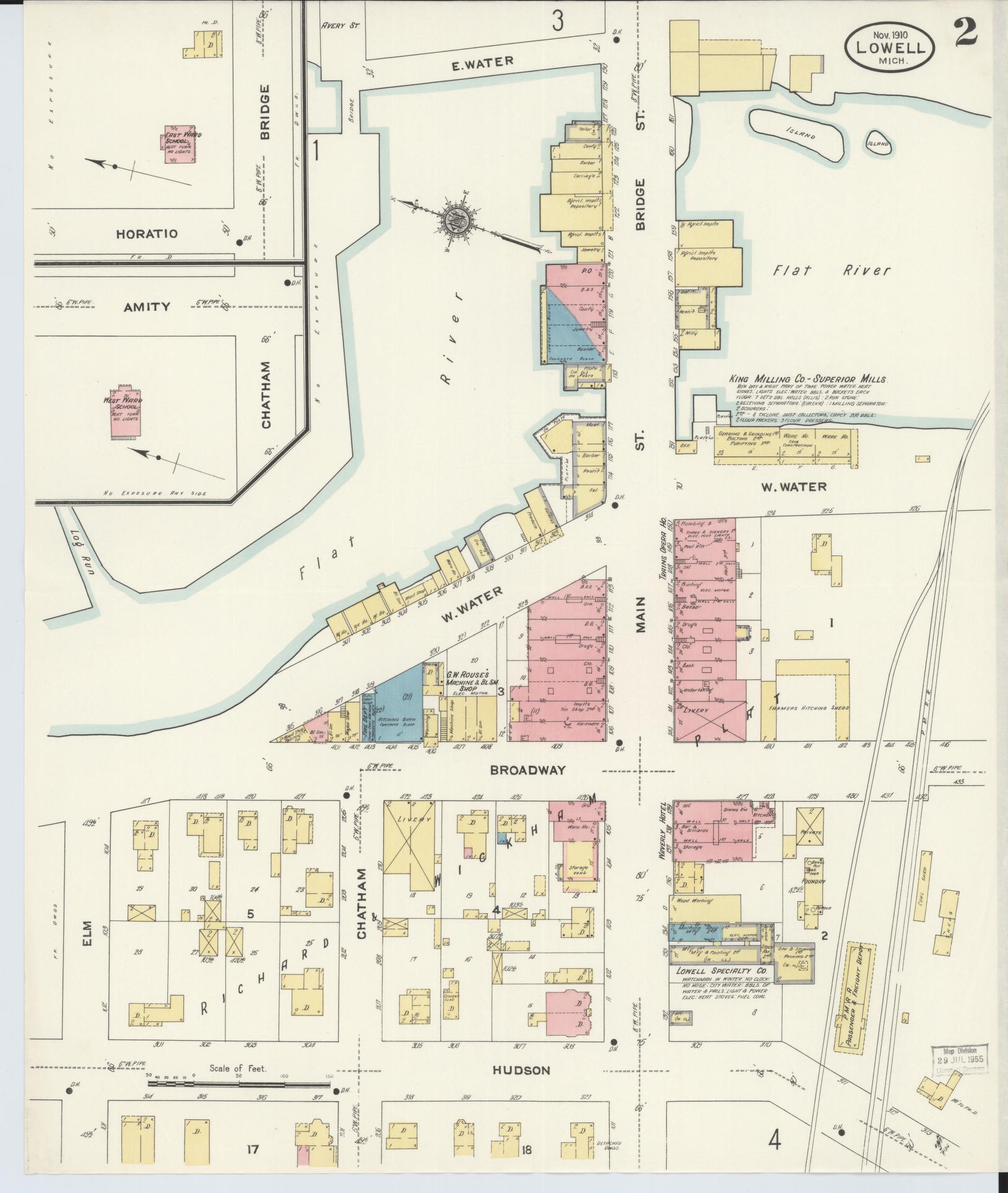 Sanborn Fire Insurance Map from Lowell, Kent County, Michigan (1910), Sheet #0004 - Complete Map Set gallery image, historic Sanborn map, vintage wall art, Michigan Michigan