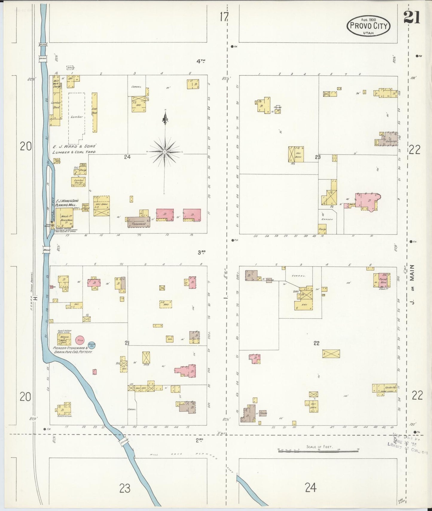 Sanborn Fire Insurance Map from Provo, Utah County, Utah (1900), Sheet #0021 - Complete Map Set gallery image, historic Sanborn map, vintage wall art, Provo Utah