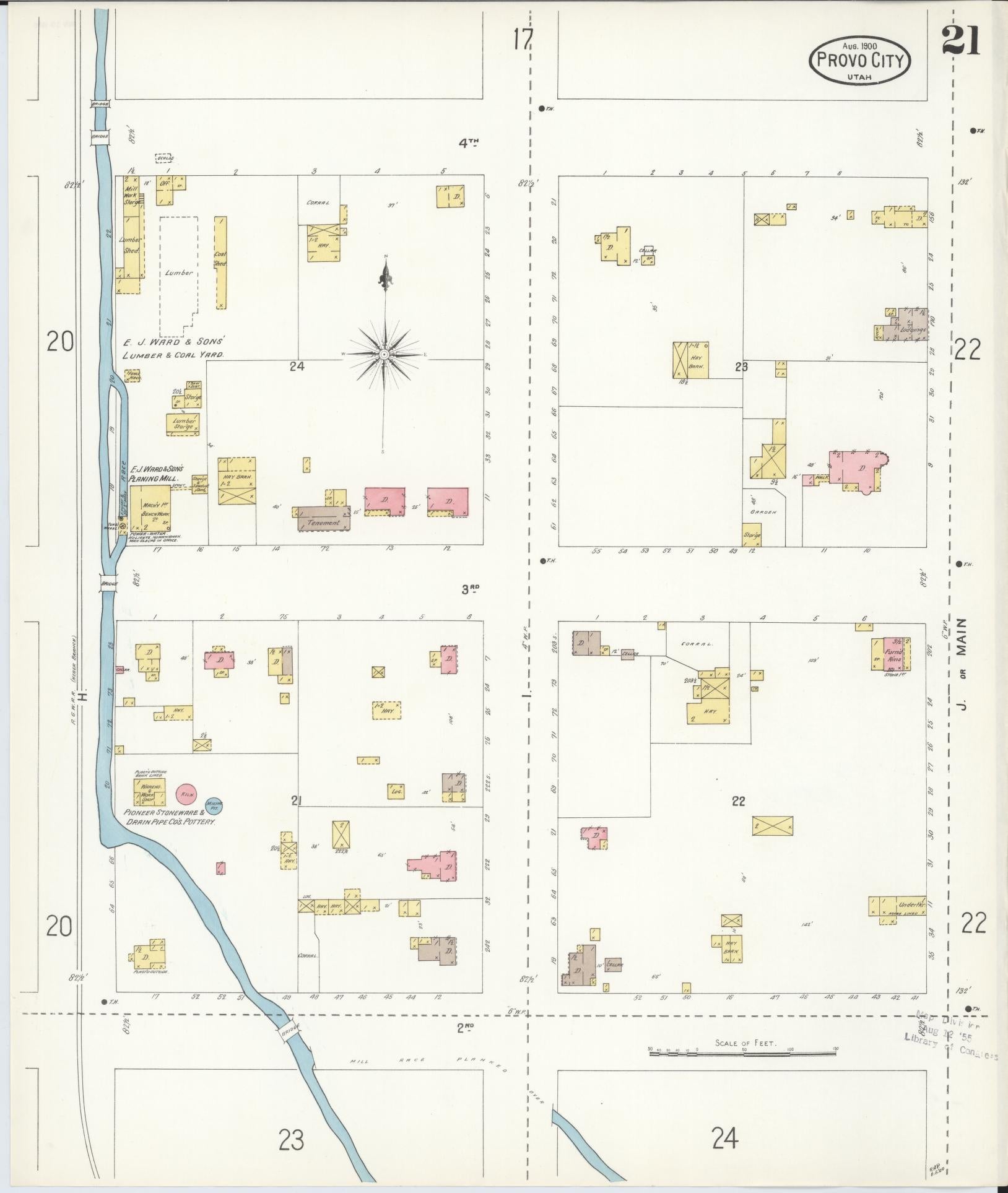 Sanborn Fire Insurance Map from Provo, Utah County, Utah (1900), Sheet #0021 - Complete Map Set gallery image, historic Sanborn map, vintage wall art, Provo Utah