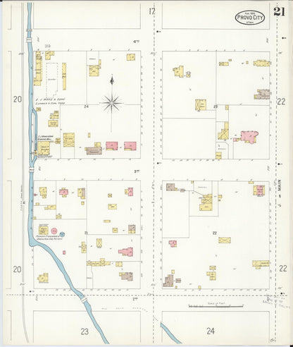 Sanborn Fire Insurance Map from Provo, Utah County, Utah (1900), Sheet #0021 - Complete Map Set gallery image, historic Sanborn map, vintage wall art, Provo Utah
