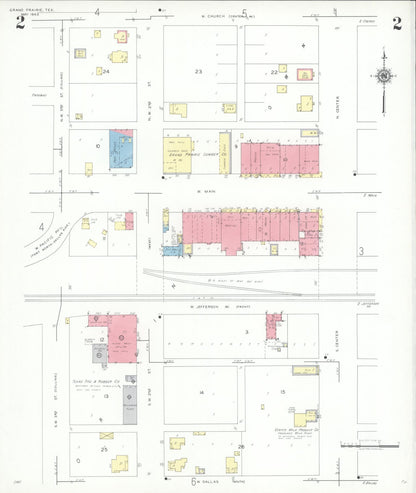 Sanborn Fire Insurance Map from Grand Prairie, Dallas County, Texas (1943), Sheet #0002 - Historic Sanborn Fire Insurance Map Print, vintage old map wall art, antique decor, genealogy gift, Texas Texas map