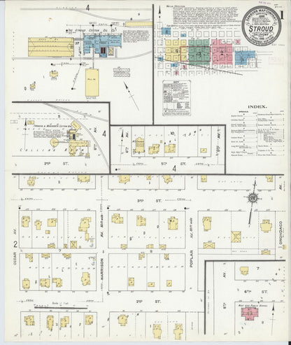 Sanborn Fire Insurance Map from Stroud, Lincoln County, Oklahoma (1910), Sheet #0001 - Complete Map Set gallery image, historic Sanborn map, vintage wall art, Oklahoma Oklahoma