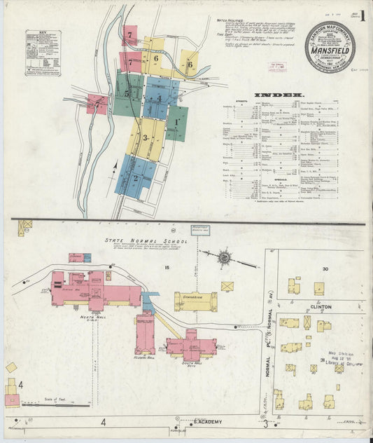 Sanborn Fire Insurance Map from Mansfield, Tioga County, Pennsylvania (1911), Sheet #0001 - Historic Sanborn Fire Insurance Map Print, vintage old map wall art, antique decor, genealogy gift, Pennsylvania Pennsylvania map