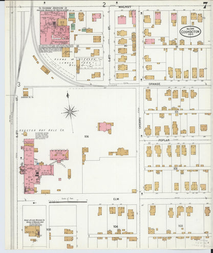 Sanborn Fire Insurance Map from Coshocton, Coshocton County, Ohio (1899), Sheet #0007 - Historic Sanborn Fire Insurance Map Print, vintage old map wall art, antique decor, genealogy gift, Ohio Ohio map