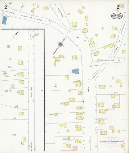 Sanborn Fire Insurance Map from Newtown, Fairfield County, Connecticut (1929), Sheet #0002 - Complete Map Set gallery image, historic Sanborn map, vintage wall art, Connecticut Connecticut