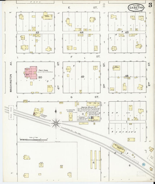 Sanborn Fire Insurance Map from Sabetha, Nemaha County, Kansas (1893), Sheet #0003 - Historic Sanborn Fire Insurance Map Print, vintage old map wall art, antique decor, genealogy gift, Kansas Kansas map