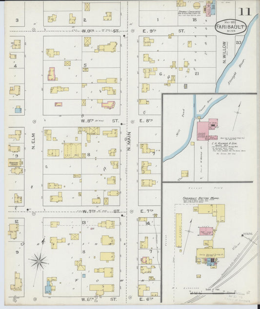 Sanborn Fire Insurance Map from Faribault, Rice County, Minnesota (1893), Sheet #0011 - Historic Sanborn Fire Insurance Map Print, vintage old map wall art, antique decor, genealogy gift, Minnesota Minnesota map