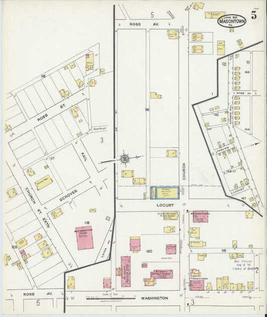 Sanborn Fire Insurance Map from Masontown, Fayette County, Pennsylvania (1921), Sheet #0005 - Historic Sanborn Fire Insurance Map Print, vintage old map wall art, antique decor, genealogy gift, Pennsylvania Pennsylvania map