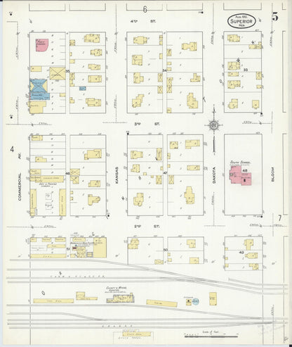 Sanborn Fire Insurance Map from Superior, Nuckolls County, Nebraska (1912), Sheet #0005 - Complete Map Set gallery image, historic Sanborn map, vintage wall art, Nebraska Nebraska