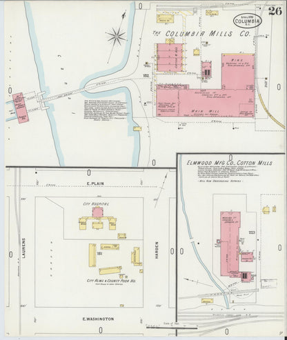 Sanborn Fire Insurance Map from Columbia, Richland County, South Carolina (1898), Sheet #0026 - Complete Map Set gallery image, historic Sanborn map, vintage wall art, South Carolina South Carolina