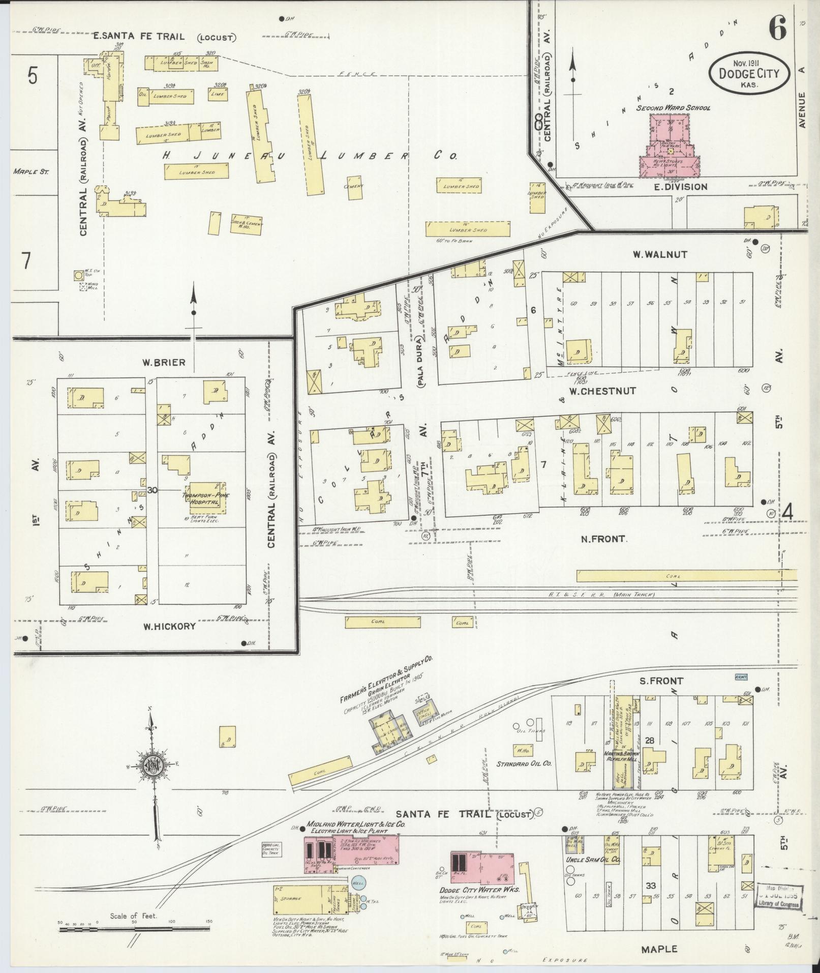 Sanborn Fire Insurance Map from Dodge City, Ford County, Kansas (1911), Sheet #0006 - Complete Map Set gallery image, historic Sanborn map, vintage wall art, Kansas Kansas