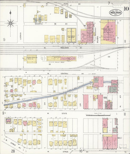 Sanborn Fire Insurance Map from Redlands, San Bernardino County, California (1908), Sheet #0010 - Complete Map Set gallery image, historic Sanborn map, vintage wall art, California California