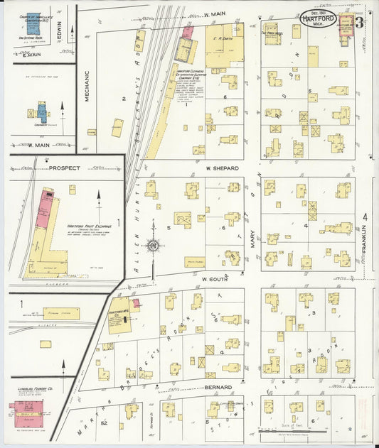 Sanborn Fire Insurance Map from Hartford, Van Buren County, Michigan (1921), Sheet #0003 - Historic Sanborn Fire Insurance Map Print, vintage old map wall art, antique decor, genealogy gift, Michigan Michigan map