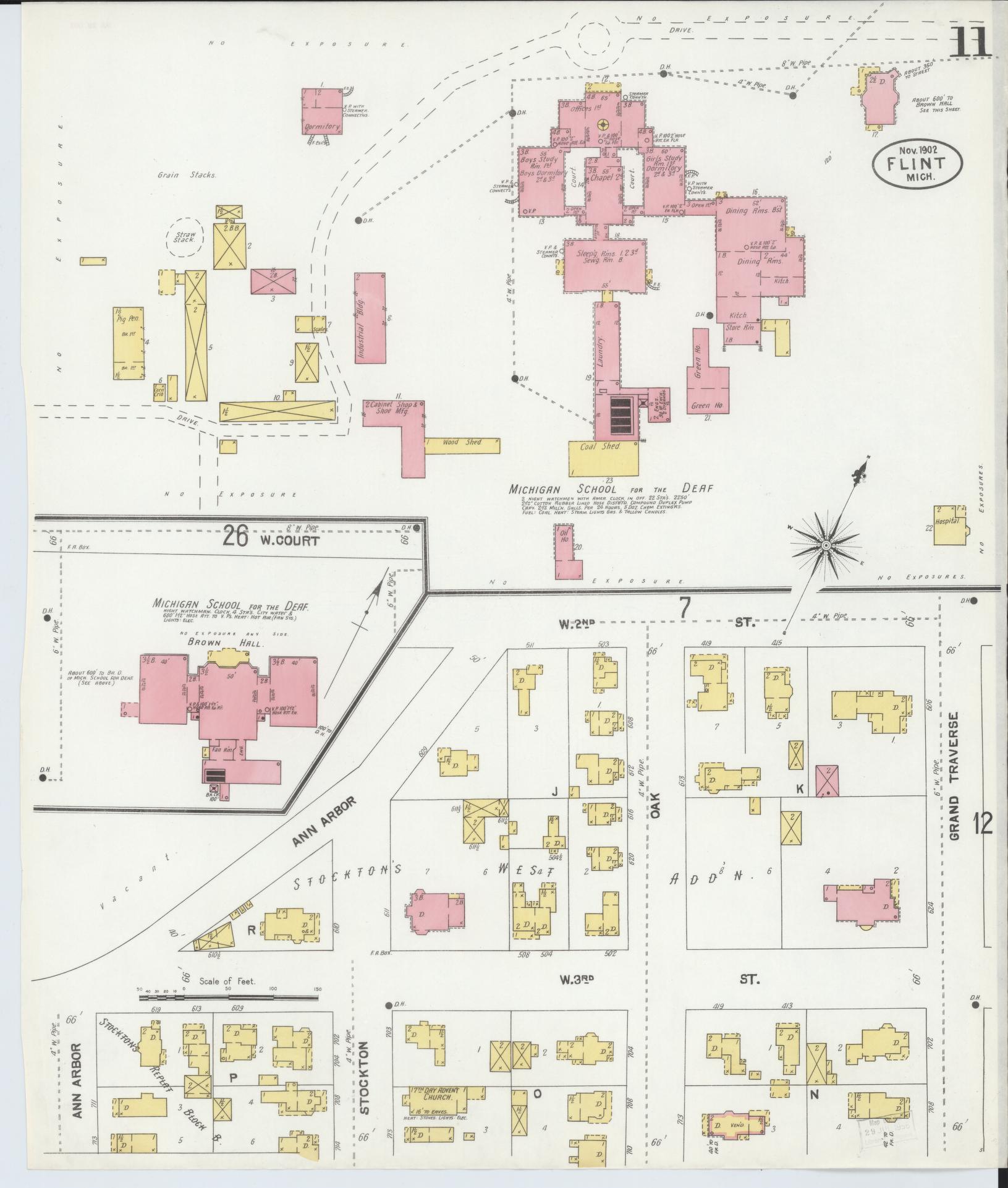 Sanborn Fire Insurance Map from Flint, Genesee County, Michigan (1902), Sheet #0011 - Complete Map Set gallery image, historic Sanborn map, vintage wall art, Michigan Michigan