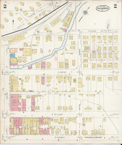 Sanborn Fire Insurance Map from Pocahontas, Tazewell County, Virginia (1930), Sheet #0002 - Complete Map Set gallery image, historic Sanborn map, vintage wall art, Virginia Virginia