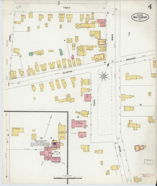 Sanborn Fire Insurance Map from Whitesboro, Oneida County, New York (1899), Sheet #0004 - Historic Sanborn Fire Insurance Map Print, vintage old map wall art, antique decor, genealogy gift, New York New York map