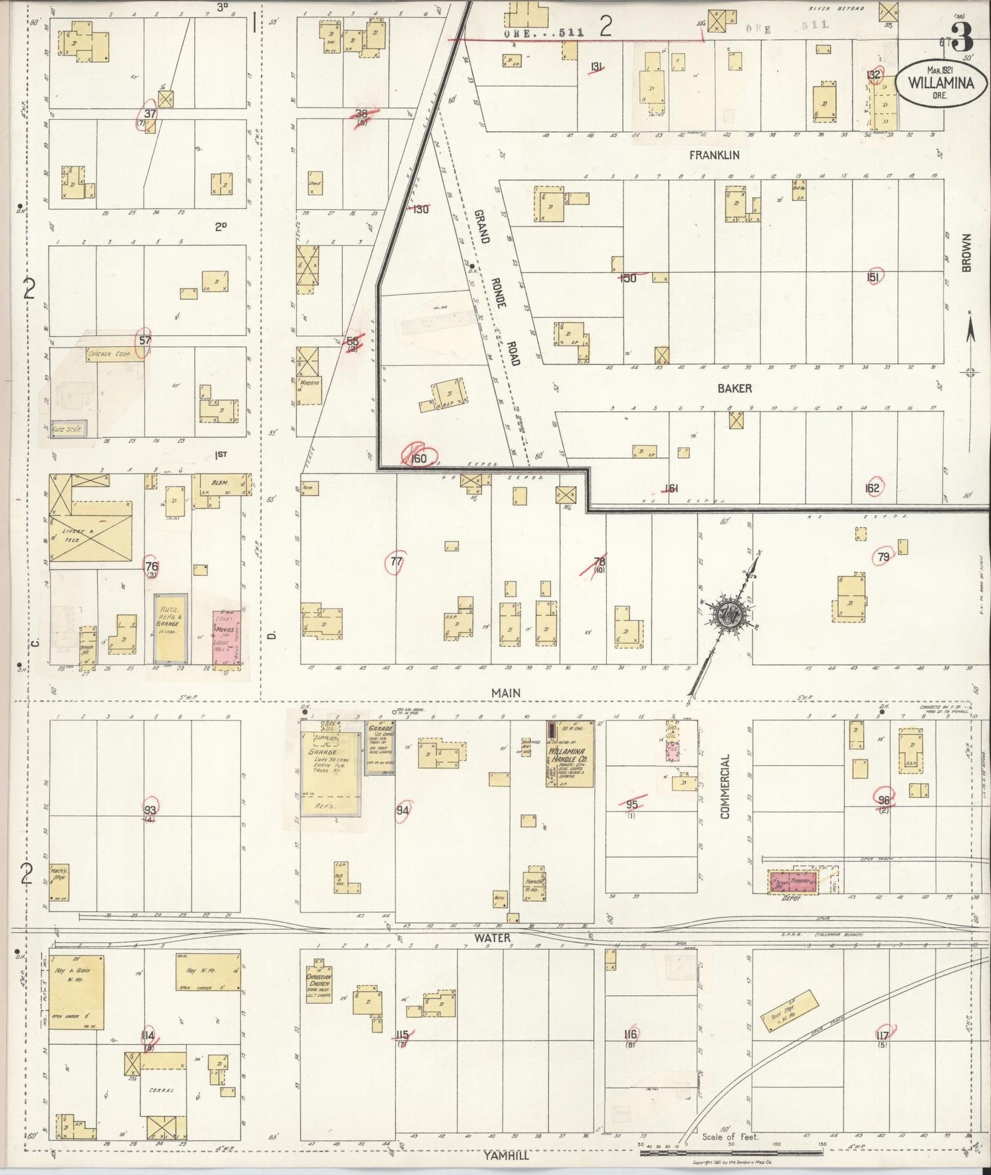 Sanborn Fire Insurance Map from Willamina, Yamhill County, Oregon (1928), Sheet #0003 - Complete Map Set gallery image, historic Sanborn map, vintage wall art, Oregon Oregon