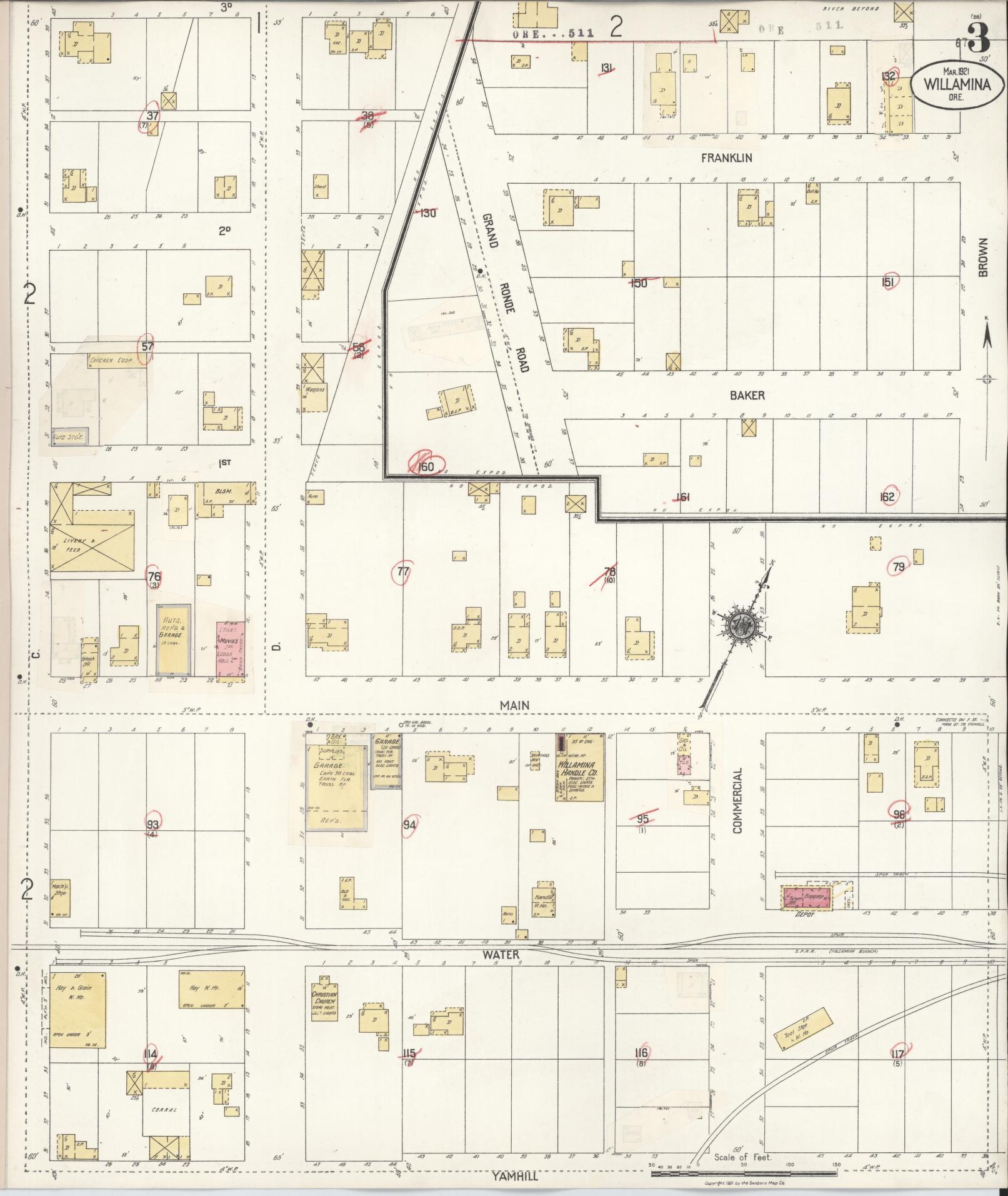 Sanborn Fire Insurance Map from Willamina, Yamhill County, Oregon (1928), Sheet #0003 - Complete Map Set gallery image, historic Sanborn map, vintage wall art, Oregon Oregon