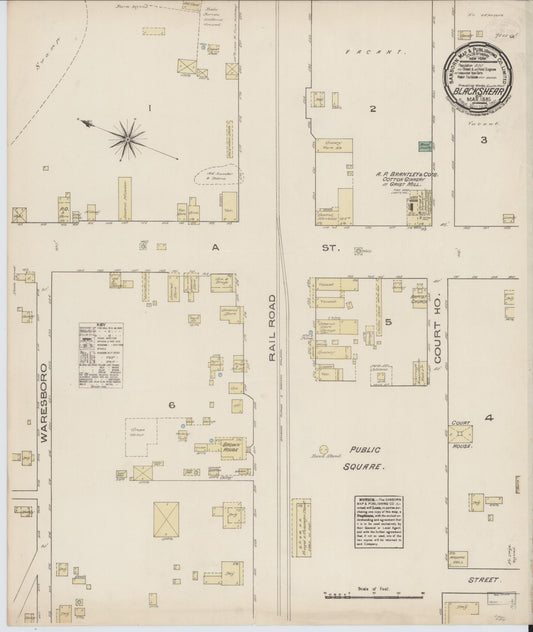 Sanborn Fire Insurance Map from Blackshear, Pierce County, Georgia. (1885) – Historic Sanborn Fire Insurance Map Print