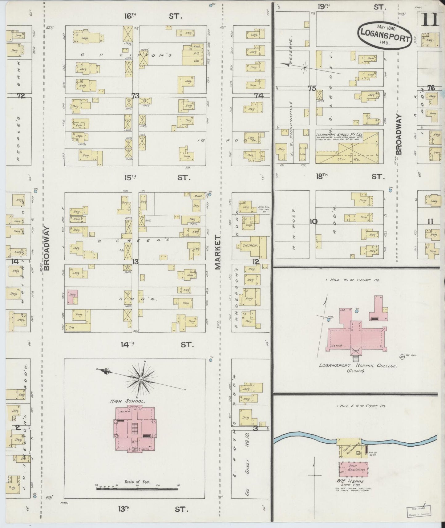 Sanborn Fire Insurance Map from Logansport, Cass County, Indiana (1890), Sheet #0011 - Complete Map Set gallery image, historic Sanborn map, vintage wall art, Indiana Indiana