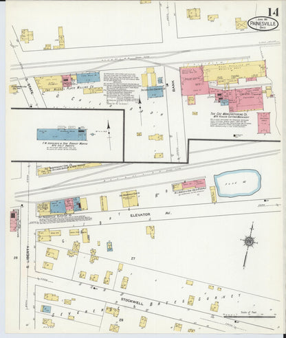 Sanborn Fire Insurance Map from Painesville, Lake County, Ohio (1911), Sheet #0014 - Historic Sanborn Fire Insurance Map Print, vintage old map wall art, antique decor, genealogy gift, Ohio Ohio map