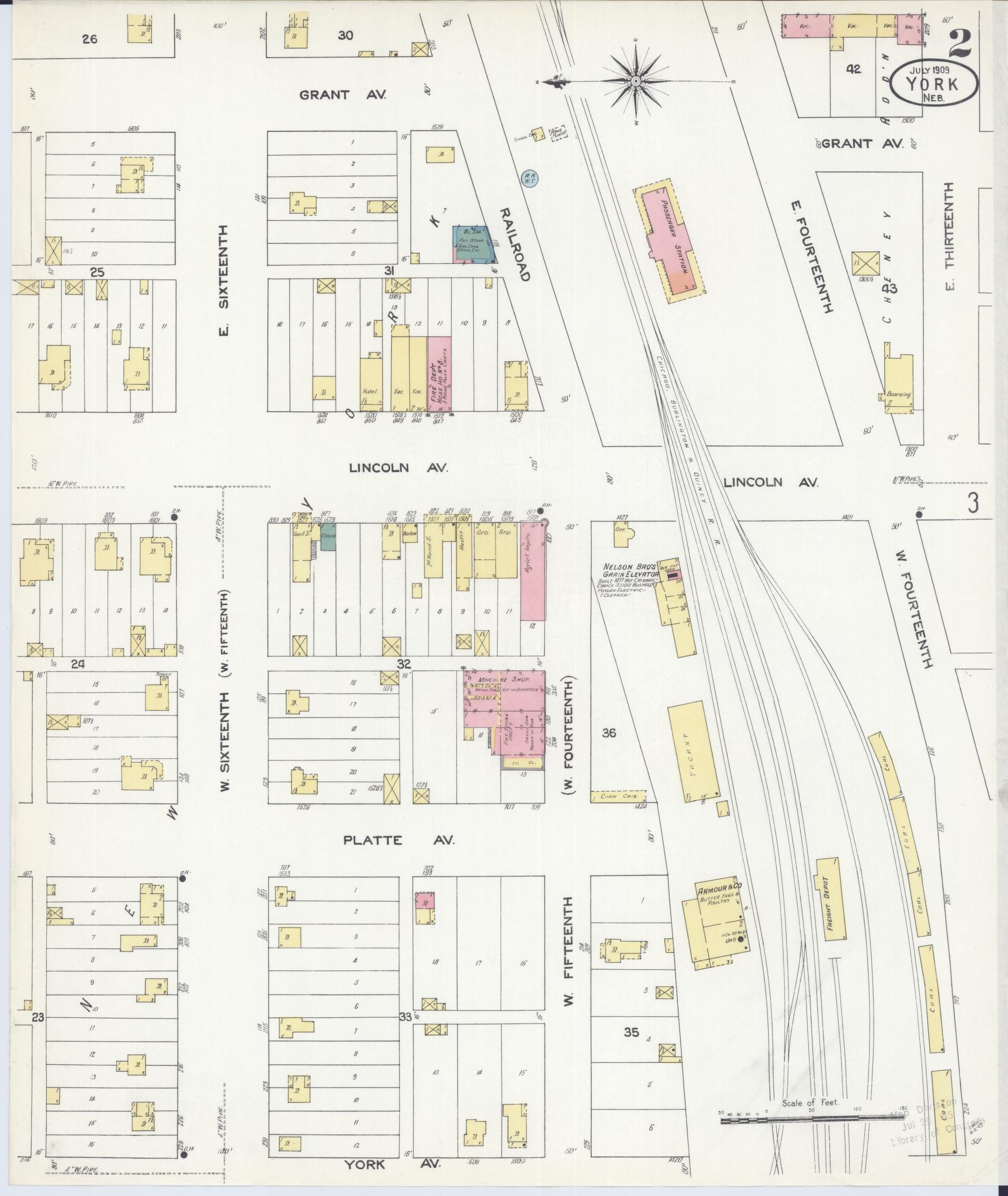 Sanborn Fire Insurance Map from York, York County, Nebraska (1909), Sheet #0002 - Historic Sanborn Fire Insurance Map Print, vintage old map wall art, antique decor, genealogy gift, Nebraska Nebraska map