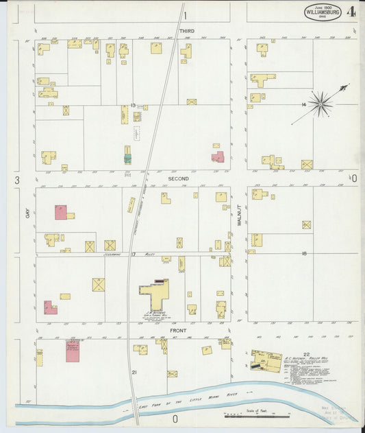 Sanborn Fire Insurance Map from Williamsburg, Clermont County, Ohio (1900), Sheet #0004 - Historic Sanborn Fire Insurance Map Print, vintage old map wall art, antique decor, genealogy gift, Ohio Ohio map