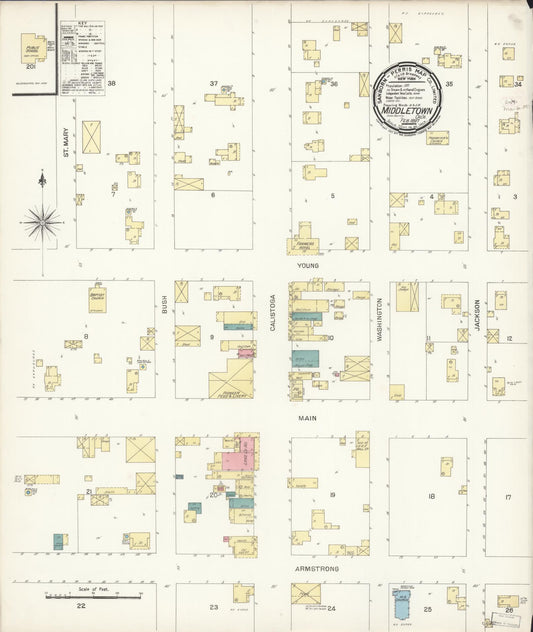 Sanborn Fire Insurance Map from Middletown, Lake County, California (1897), Sheet #0001 - Historic Sanborn Fire Insurance Map Print, vintage old map wall art, antique decor, genealogy gift, California California map