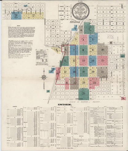 Sanborn Fire Insurance Map from Douglas, Cochise County, Arizona (1914), Sheet #0001 - Complete Map Set gallery image, historic Sanborn map, vintage wall art, Arizona Arizona