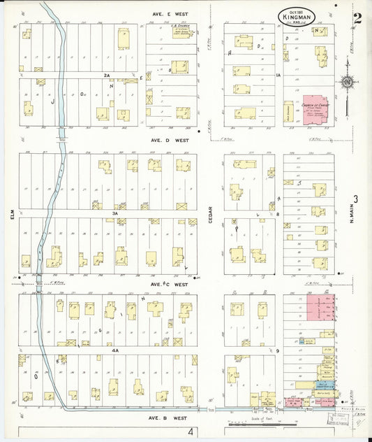 Sanborn Fire Insurance Map from Kingman, Kingman County, Kansas (1911), Sheet #0002 - Historic Sanborn Fire Insurance Map Print, vintage old map wall art, antique decor, genealogy gift, Kansas Kansas map