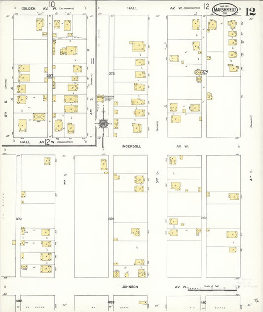 Sanborn Fire Insurance Map from Marshfield, Coos County, Oregon (1911), Sheet #0012 - Historic Sanborn Fire Insurance Map Print, vintage old map wall art, antique decor, genealogy gift, Oregon Oregon map