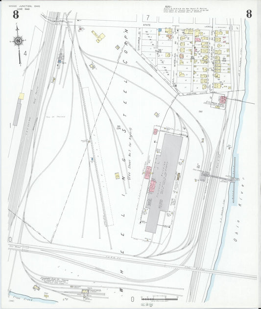 Sanborn Fire Insurance Map from Mingo Junction, Jefferson County, Ohio (1946), Sheet #0008 - Historic Sanborn Fire Insurance Map Print, vintage old map wall art, antique decor, genealogy gift, Ohio Ohio map