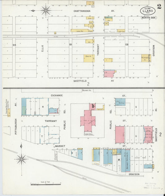 Sanborn Fire Insurance Map from Llano, Llano County, Texas (1900), Sheet #0002 - Historic Sanborn Fire Insurance Map Print, vintage old map wall art, antique decor, genealogy gift, Texas Texas map