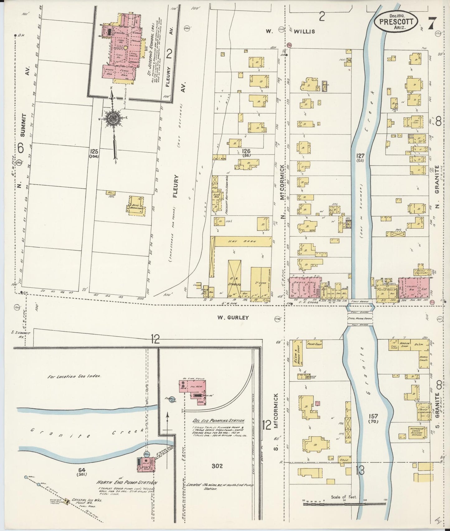 Sanborn Fire Insurance Map from Prescott, Yavapai County, Arizona (1910), Sheet #0007 - Complete Map Set gallery image, historic Sanborn map, vintage wall art, Arizona Arizona