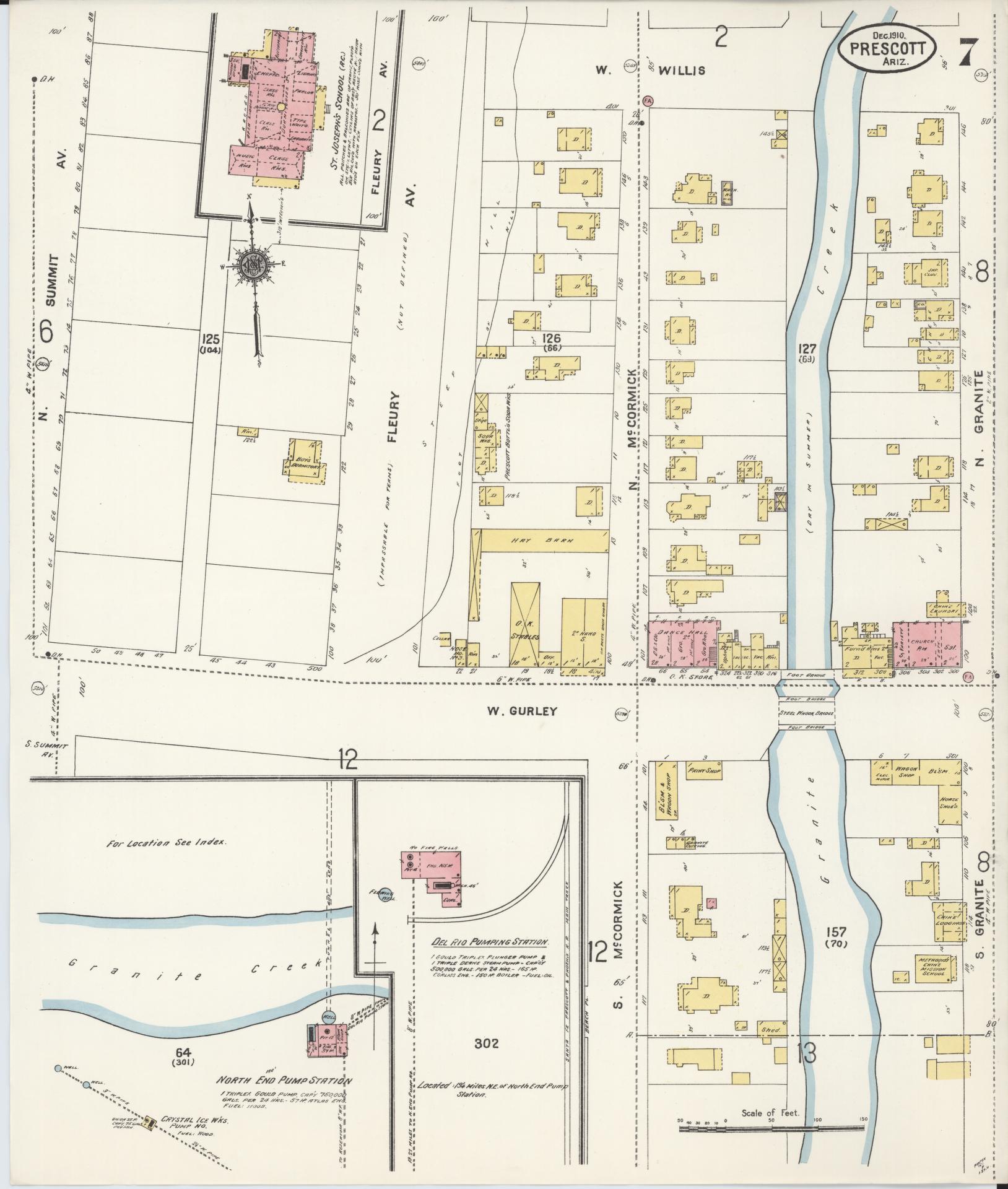 Sanborn Fire Insurance Map from Prescott, Yavapai County, Arizona (1910), Sheet #0007 - Complete Map Set gallery image, historic Sanborn map, vintage wall art, Arizona Arizona