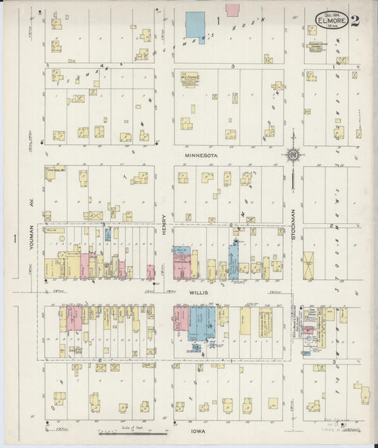 Sanborn Fire Insurance Map from Elmore, Faribault County, Minnesota (1914), Sheet #0002 - Historic Sanborn Fire Insurance Map Print, vintage old map wall art, antique decor, genealogy gift, Minnesota Minnesota map