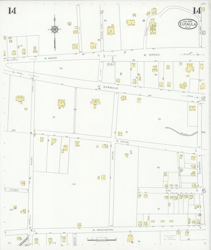Sanborn Fire Insurance Map from Eufaula, Barbour County, Alabama (1930), Sheet #0014 - Complete Map Set gallery image, historic Sanborn map, vintage wall art, Alabama Alabama