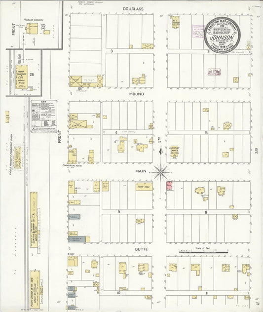 Sanborn Fire Insurance Map from Johnson, Whitman County, Washington (1908), Sheet #0001 - Historic Sanborn Fire Insurance Map Print, vintage old map wall art, antique decor, genealogy gift, Washington Washington map