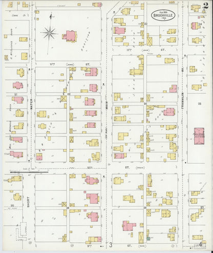 Sanborn Fire Insurance Map from Brookville, Franklin County, Indiana (1899), Sheet #0002 - Historic Sanborn Fire Insurance Map Print, vintage old map wall art, antique decor, genealogy gift, Indiana Indiana map