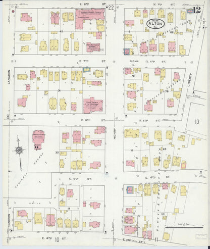 Sanborn Fire Insurance Map from Alton, Madison County, Illinois (1915), Sheet #0012 - Complete Map Set gallery image, historic Sanborn map, vintage wall art, Illinois Illinois