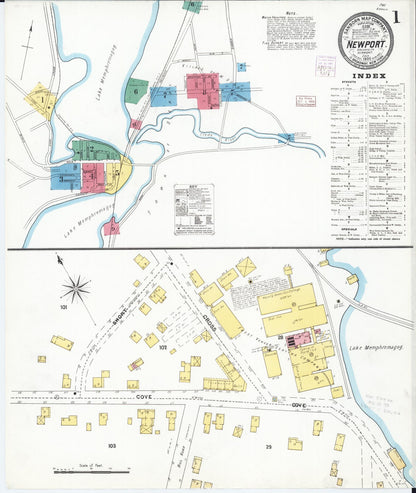 Sanborn Fire Insurance Map from Newport, Orleans County, Vermont (1905), Sheet #0001 - Complete Map Set gallery image, historic Sanborn map, vintage wall art, Vermont Vermont