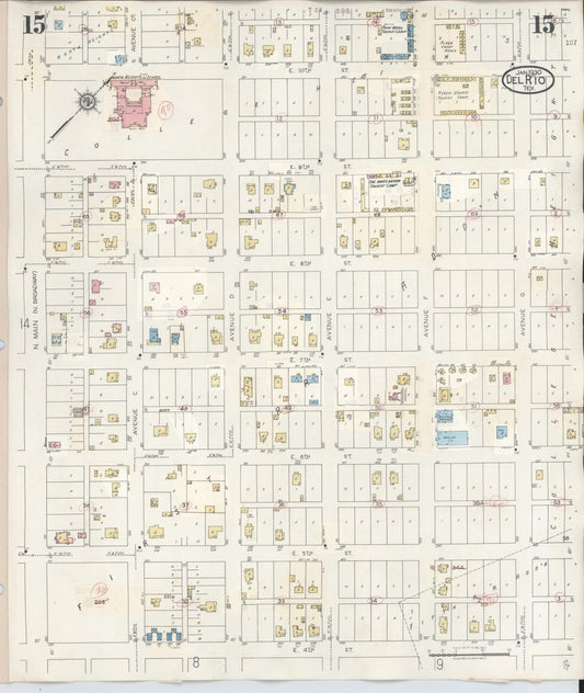Sanborn Fire Insurance Map from Del Rio, Val Verde County, Texas (1948), Sheet #0015 - Historic Sanborn Fire Insurance Map Print, vintage old map wall art, antique decor, genealogy gift, Texas Texas map
