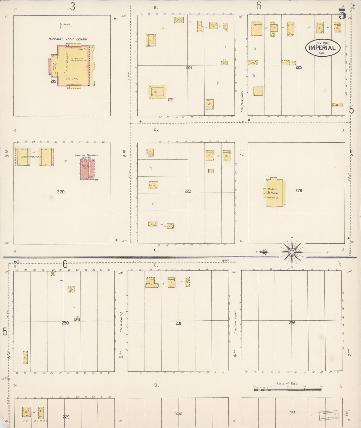 Sanborn Fire Insurance Map from Imperial, Imperial County, California (1910), Sheet #0005 - Historic Sanborn Fire Insurance Map Print, vintage old map wall art, antique decor, genealogy gift, California California map