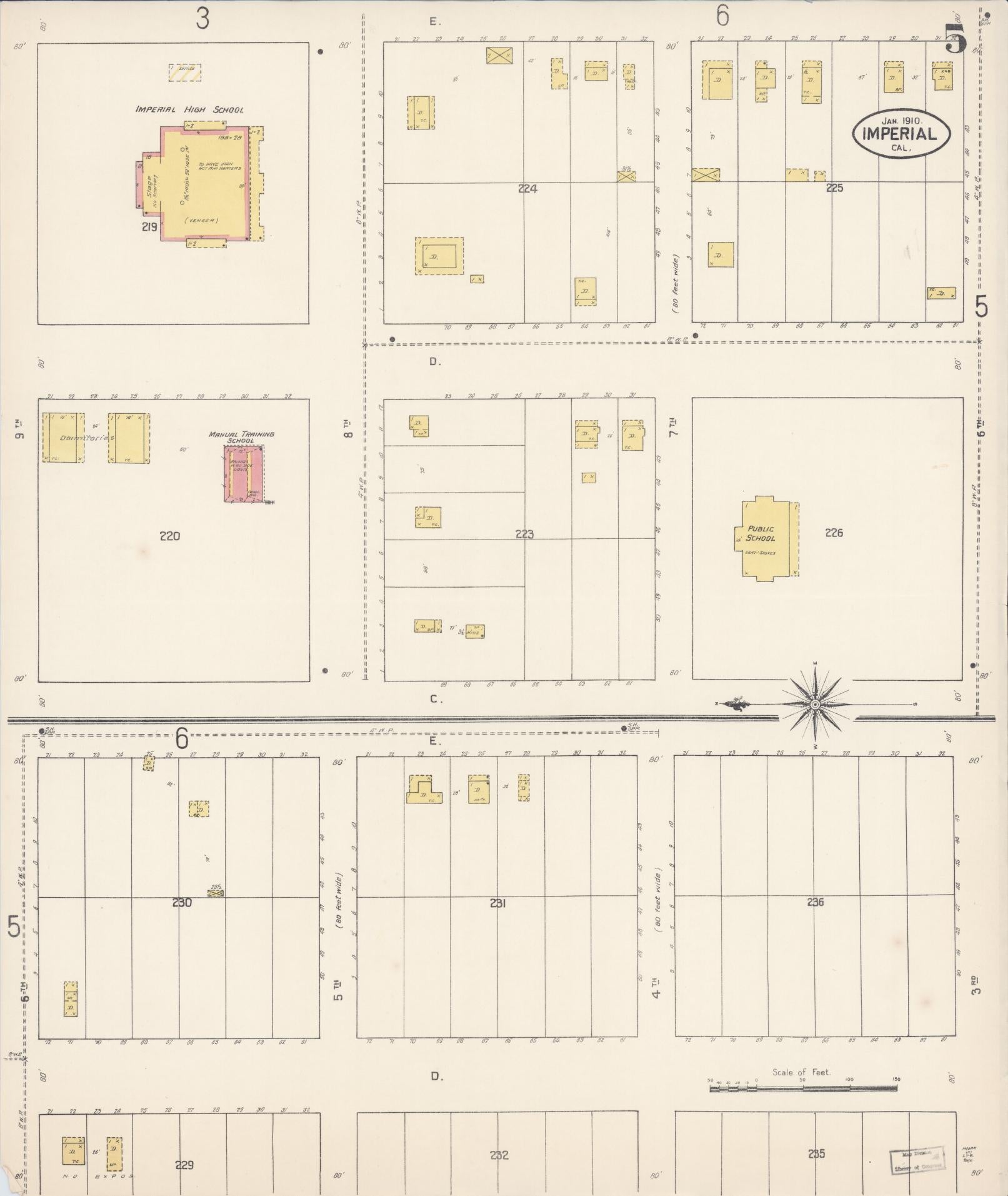 Sanborn Fire Insurance Map from Imperial, Imperial County, California (1910), Sheet #0005 - Historic Sanborn Fire Insurance Map Print, vintage old map wall art, antique decor, genealogy gift, California California map