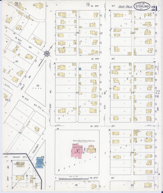 Sanborn Fire Insurance Map from Sterling, Whiteside County, Illinois (1916), Sheet #0021 - Historic Sanborn Fire Insurance Map Print, vintage old map wall art, antique decor, genealogy gift, Illinois Illinois map