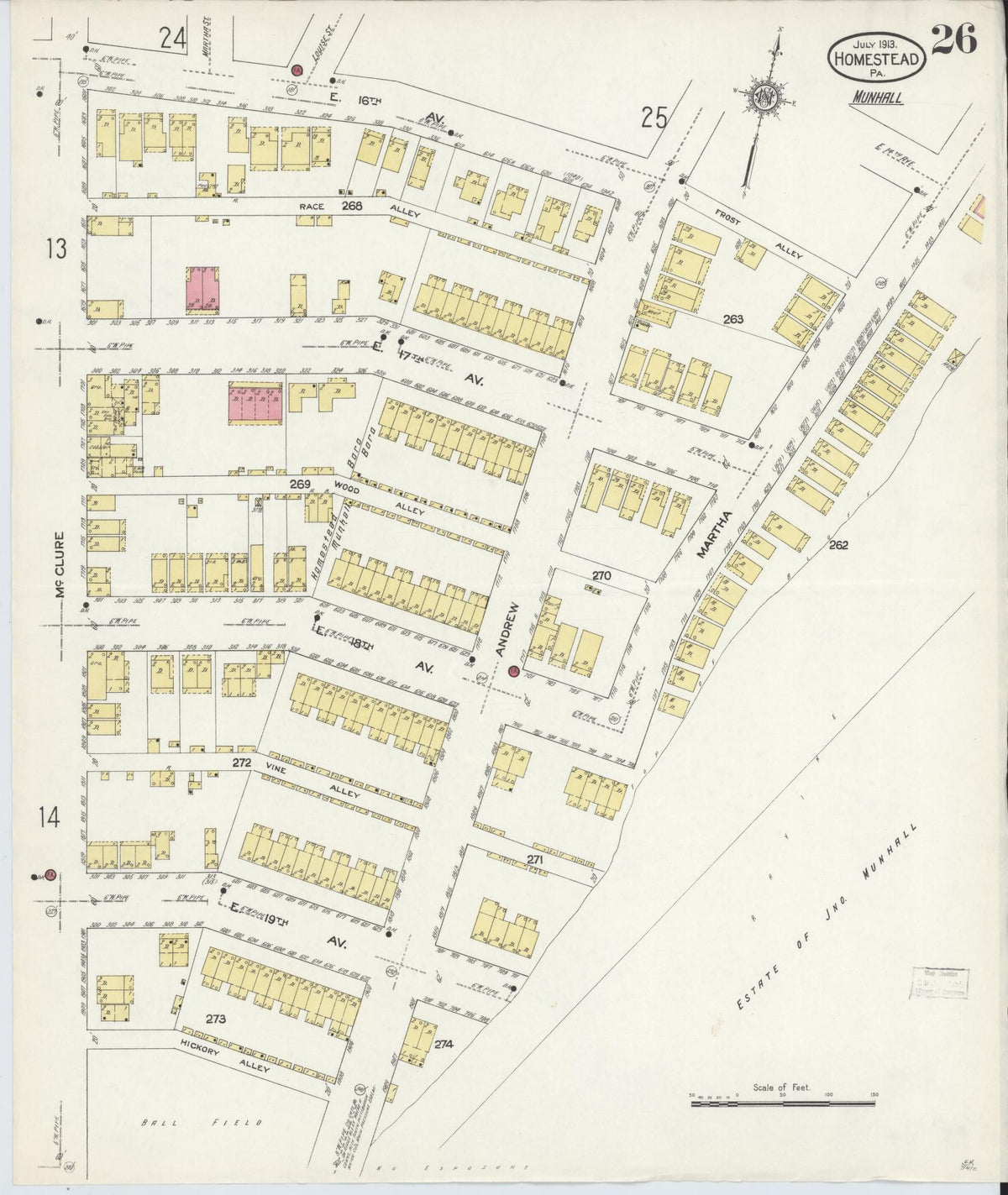 Sanborn Fire Insurance Map from Homestead, Allegheny County, Pennsylvania (1913), Sheet #0026 - Complete Map Set gallery image, historic Sanborn map, vintage wall art, Pennsylvania Pennsylvania