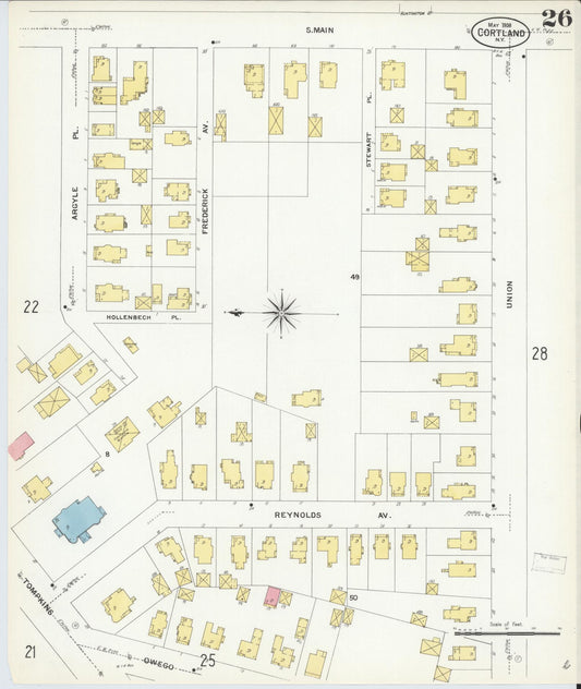 Sanborn Fire Insurance Map from Cortland, Cortland County, New York (1908), Sheet #0026 - Historic Sanborn Fire Insurance Map Print, vintage old map wall art, antique decor, genealogy gift, New York New York map