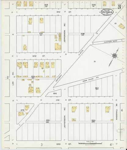 Sanborn Fire Insurance Map from Victoria, Lunenburg County, Virginia (1921), Sheet #0003 - Historic Sanborn Fire Insurance Map Print, vintage old map wall art, antique decor, genealogy gift, Virginia Virginia map