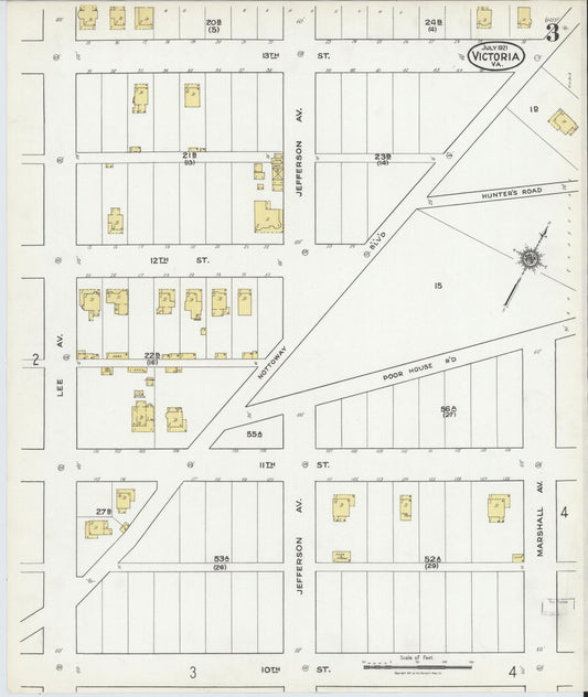Sanborn Fire Insurance Map from Victoria, Lunenburg County, Virginia (1921), Sheet #0003 - Historic Sanborn Fire Insurance Map Print, vintage old map wall art, antique decor, genealogy gift, Virginia Virginia map